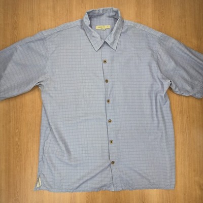 Joseph & Feiss Hemd XL Herren 100% Seide Kurzarm Blau Struktur Muster Casual