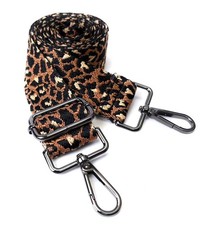 Brown Black Leopard Purse Strap with Gunmetal Black Hardware 1-1/2 Inch Wide ...