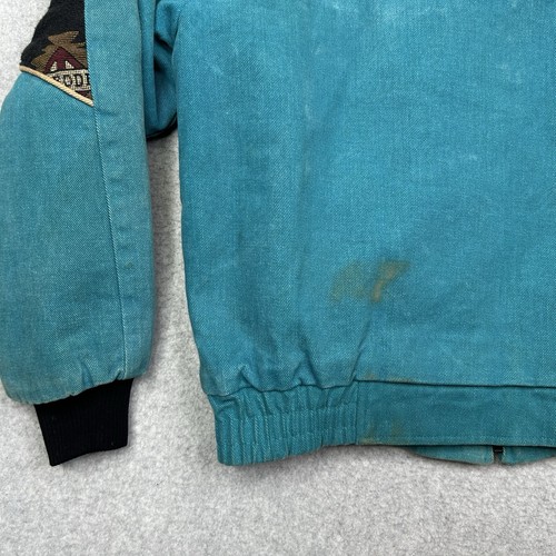 Vintage Pro Rodeo Duck Canvas Western Jacket Teal Blanket Lined Medium 80s - Picture 11 of 15