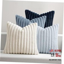 Faux Fur Plush Decorative Throw Pillow Covers 18" x 18" Pack of 4 Navy Blue
