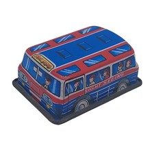Vintage Small Sight Seeing Bus Tin Litho Friction Toy - Made in Japan