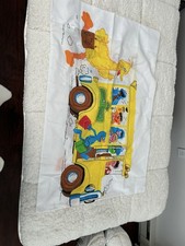2 Vintage Sesame Street Pillow Case School Bus Big Bird Ernie Bert Groover 1970s