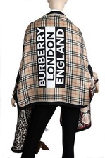 NEW BURBERRY LEOPARD SNAKE CHECK LOGO SILK OVERSIZED LONG SHAWL SCARF WRAP