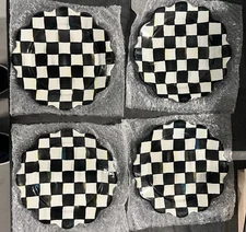 RARE Mackenzie Childs Petal Salad Plates, Set: 4, NIB, Sold Out, COURTLY CHECK