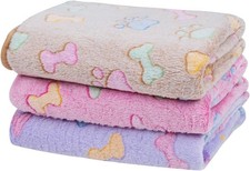 1 Pack 3 Dog Blankets, Soft Fluffy Fleece Pet Blanket Warm Sleep Mat Paw Print