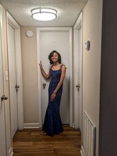 Blue Sleeveless Formal Floor-Length Dress