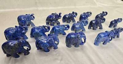 Natürliche blaue Lapislazuli Figur Handarbeit geschnitzt Kristall Stein ELEFA...