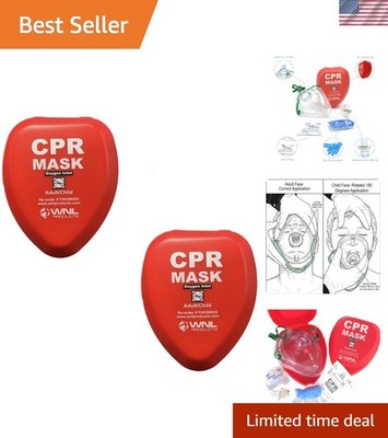 Portable Adult/Child CPR Rescue Mask Kit with Hard Case - 2-Pack Emergency Set