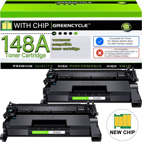 Black W1480A 148A Toner Cartridge 2 Pack Fits HP 4001dn 4001dw 4101fdw 4101fdn