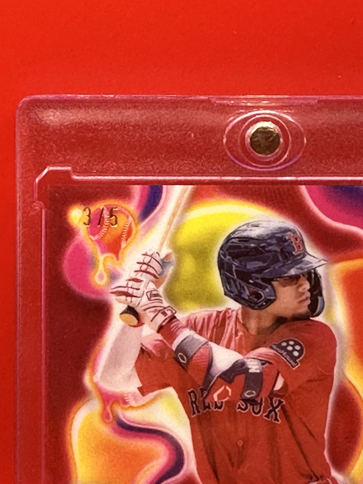 2025 Bowman Chrome Melt Mashers Franklin Arias #MM-14 Red /5 Auto view 2