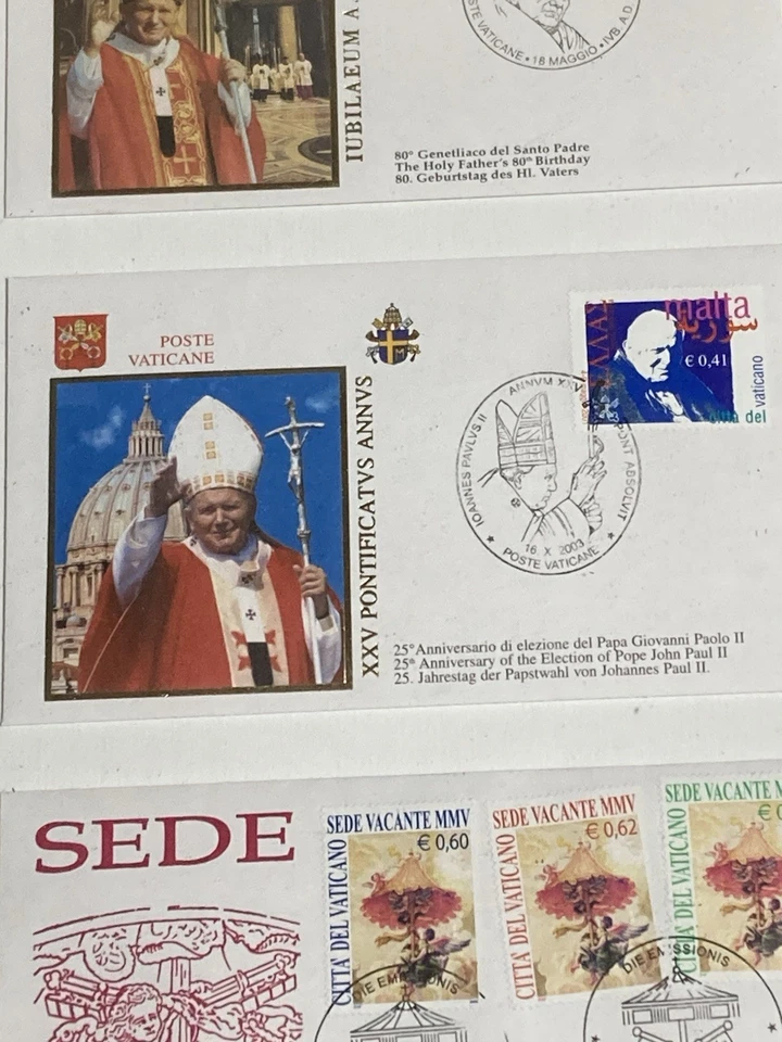 Framed Vatican City First Day Covers Stamp Set Pope John Paul II Vacante 2005 - Image 3 of 4