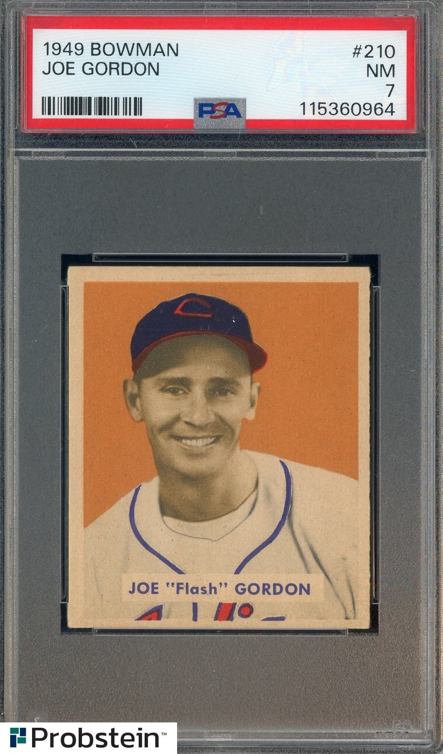 1949 Bowman #210 Joe Gordon Cleveland Indians RC Rookie HOF PSA 7 NM
