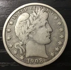 1908-O Barber Silver Half Dollar, F. E9
