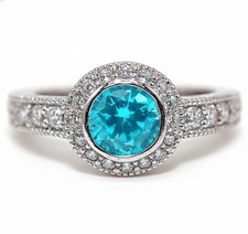 2CT Aquamarine  White Topaz 925 Solid Sterling Silver Ring Jewelry Sz 7