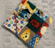 NEW Small 28" x 34" Multi Color Patch Work Dog Paw Prints Dog Fleece Blanket