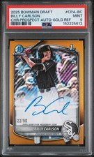 2025 Bowman Draft Chrome Billy Carlson Gold Refractor Auto /50 #CPABC PSA 9 MINT