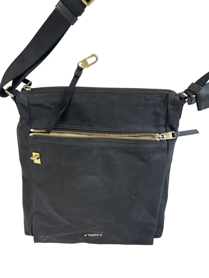 Tumi Black Nylon Crossbody Bag With Gold Hardware & Adjustable Strap R23 - Image 4 of 4