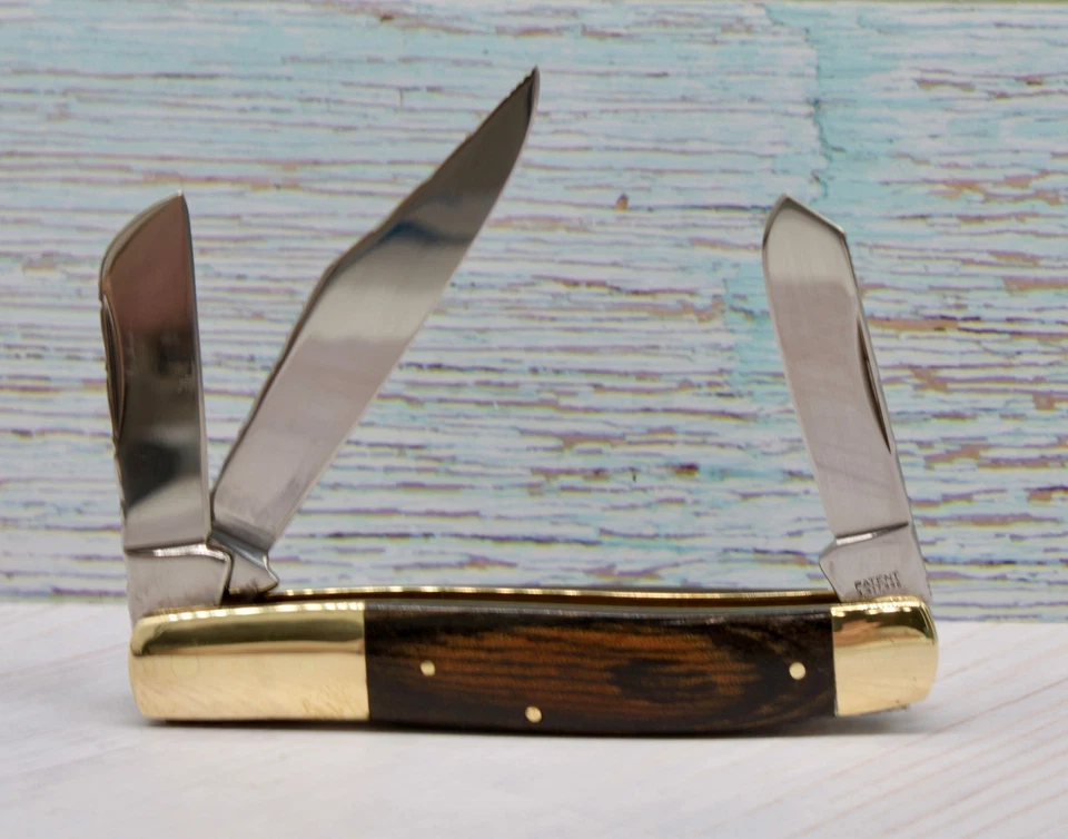 Cuchillo de colección LE RAP CUTLER, Colonial EE. UU. Premium Wood Stockman con trabajo de archivo personalizado Foto 2 de 4