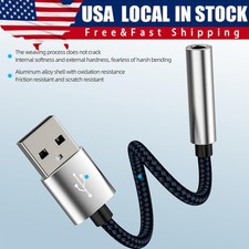 USB Type A To 3.5mm AUX Female Audio Headphone Jack Cable Adapter