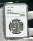 C191. 1959 Proof Franklin 50c, Blast White, Spot Free NGC PF68