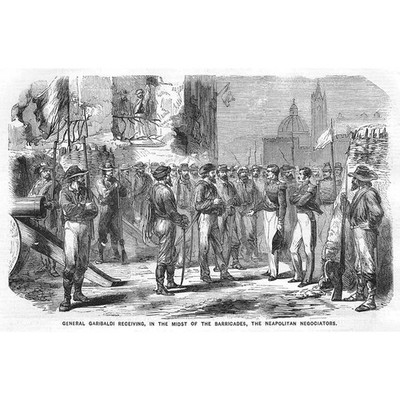ITALY General Garibaldi receiving the Neapolitan Negotiators Antique Print 1860