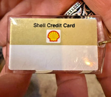 Vintage Shell Gasoline Credit Card Keychain Father’s Day Promo Gas Oil Lucite MC