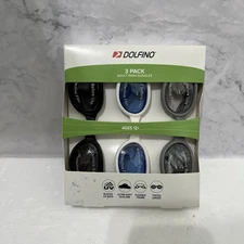 Dolfino Adult Swim Goggles 3 Pack Gray White Black Tinted Lenses NIP