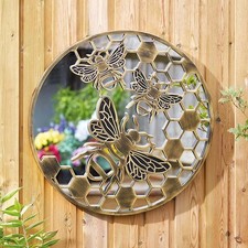 BeeFlection Home Or Garden Mirror Wall Art Bee Design Home Or Garden Decor  50cm