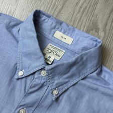 J Crew Shirt Mens Medium Blue Secret Wash Slim Organic Cotton Poplin Button Down