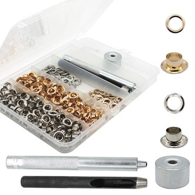 200 Sets 3/16 Inch Brass Metal Grommet Eyelets Tool Kit With Storage Box