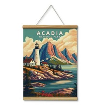 Acadia National Park Canvas Wall Scroll 12x16” Vintage Lighthouse Poster w