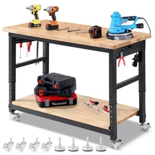 Work Bench for Garage Adjustable Workbenches with Storage 60 Inch Garage Work...