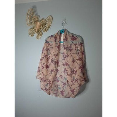 Cotton On Trixy Cocoon Kimono Birds Of Paradise Pink Floral Sheer Wrap OS NEW