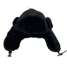 NEW Ozark Trail Faux Fur Trapper Hat Black Quilted Adult Unisex One Size Winter