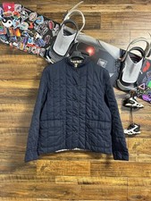 Aquascutum Vintage Women's Navy Quilted Jacket Check Lining Made England