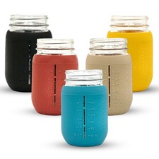 Mason Jar Silicone Sleeve, Regular Mouth 16oz, Autumn Winter 5pk