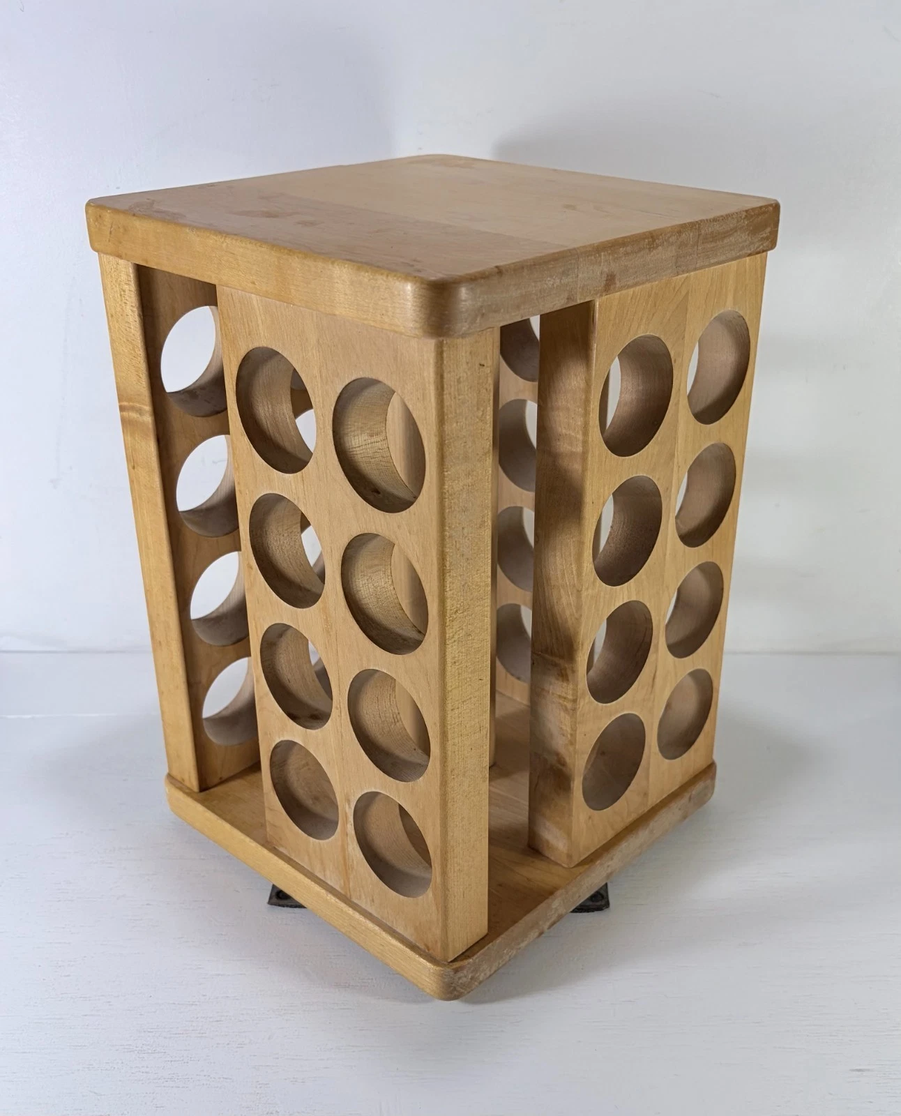 Adams Revolving Spice Rack 32 Slot Natural Wood Stain 11.5x8x8 Inches Carousel