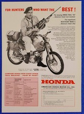 VINTAGE 1962 HONDA TRAIL 50 MOTORCYCLE ORIGINAL PRINT AD WITH BILL HOMES HUNTER
