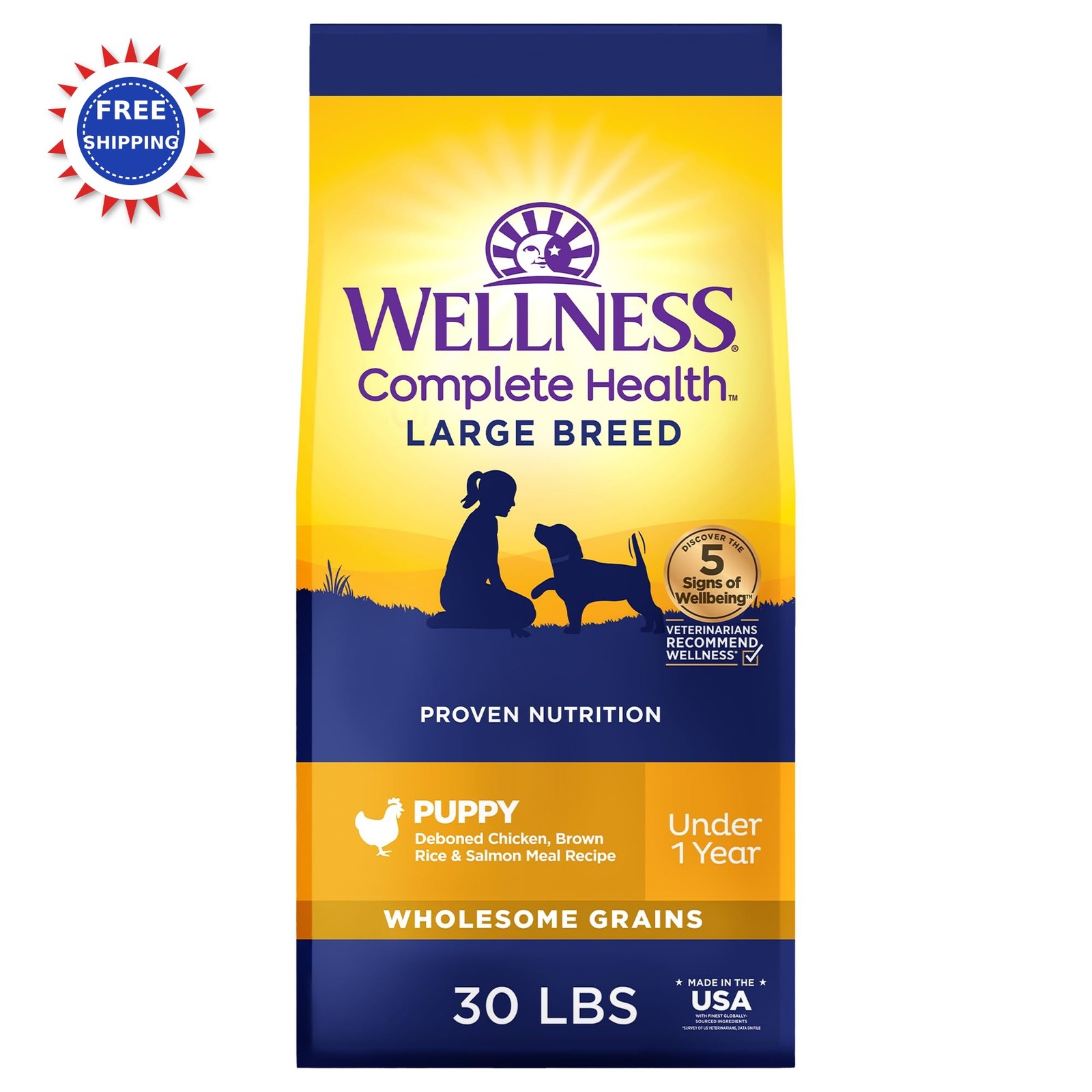 Large Breed Wholesome Grains Chicken Oatmeal Salmon 30 Pound
