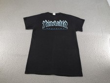 Thrasher Magazine Shirt Mens Small Black Flames Logo Skate Skateboarding Tee