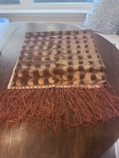 Vintage Velvet Table Runner Fringe Brown Gold...