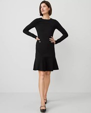 NEW $159 Ann Taylor Crew neck long sleeve fit and flare dress sz 6