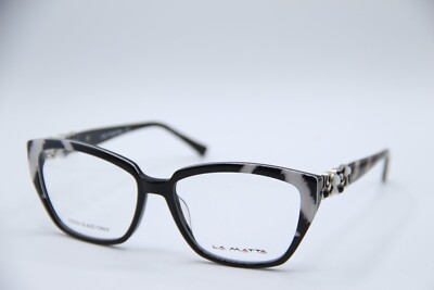 NEW LAMATTA LM3310 COL.1 BLACK WHITE CAT EYE AUTHENTIC DESIGNER EYEGLASSES 55-16