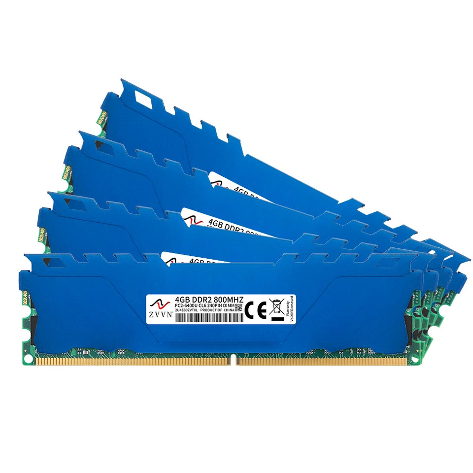 16GB Kit 4x 4GB DDR2 800MHz PC2-6400U 240Pin intel Desktop Memory RAM ZVVN Blue - Image 2 of 4