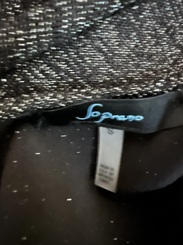 SOPRANO Negro Plata Cóctel Ocasión Especial Mini Vestido Vacaciones Navidad Pequeño Foto 4 de 4