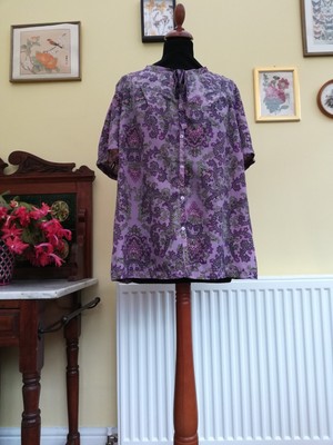 Vintage Paisley Lila Kurzarmbluse Gr. XL von Jaclyn Smith