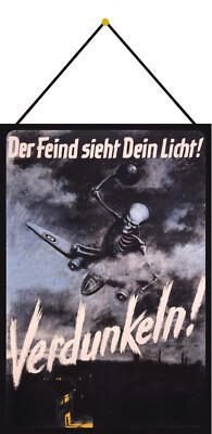 Blechschild mit Kordel Deutschland Weltkrieg Verdunklungsgebot Der Feind sieht