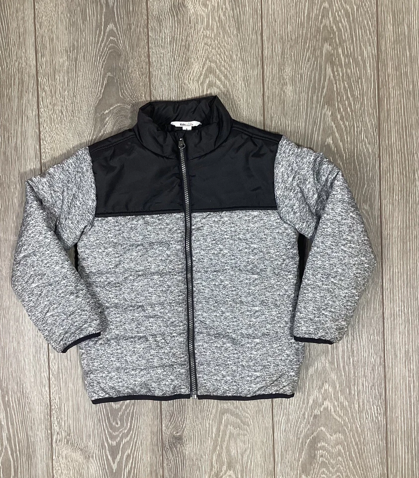 Chaqueta Niños Cuartel General 6 Gris Negro Puffer Unisex Cálida Foto 2 de 4