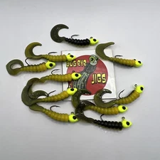 10 Pack 1/16 Oz Crappie Jigs, Curly Tail Jigs; Crappie, (yellow Jacket)