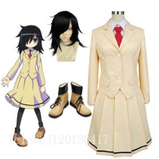 Cosplay Anime Watamote Kuroki Tomoko Costume School Uniform Suit Outfit Wig